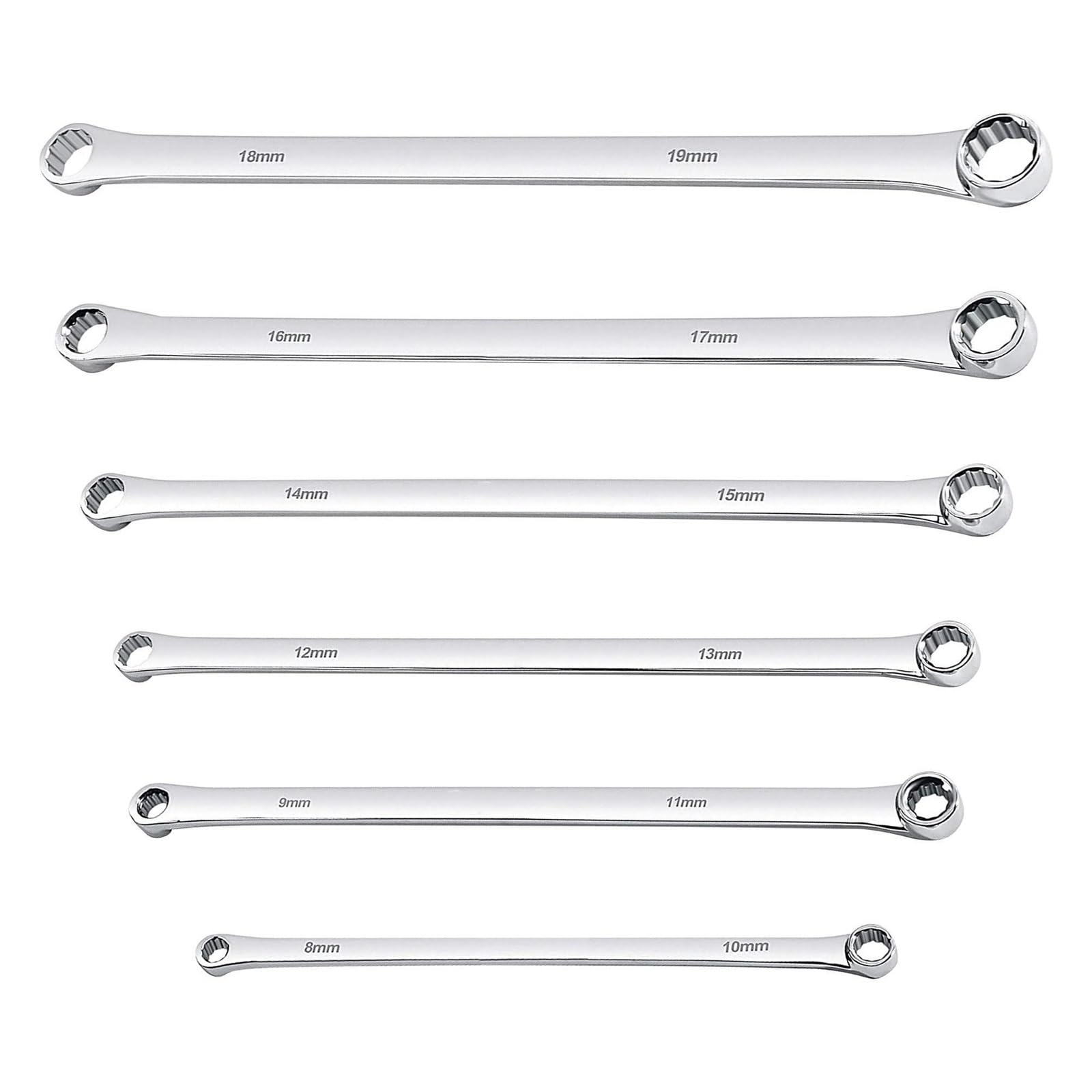 OLAQWENB Torque Wrenches 6pcs Wrenches Set Extra Long Box End Wrench 8mm-19mm Combination Aviation Spanner for Automobile Maintenance Precision Torque Wrench(Silver)