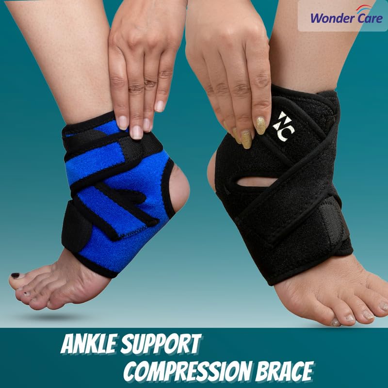 Wonder Care Ankle Support Band For Heel Pain Relief, Ankle Brace For Men/Women, Ankle Binder for Foot Support, Pain Relief, Ankle Belt/Cap Foot Support for Pain Relief - Free Size (Black, 2pcs) - Image 3 thumbnail