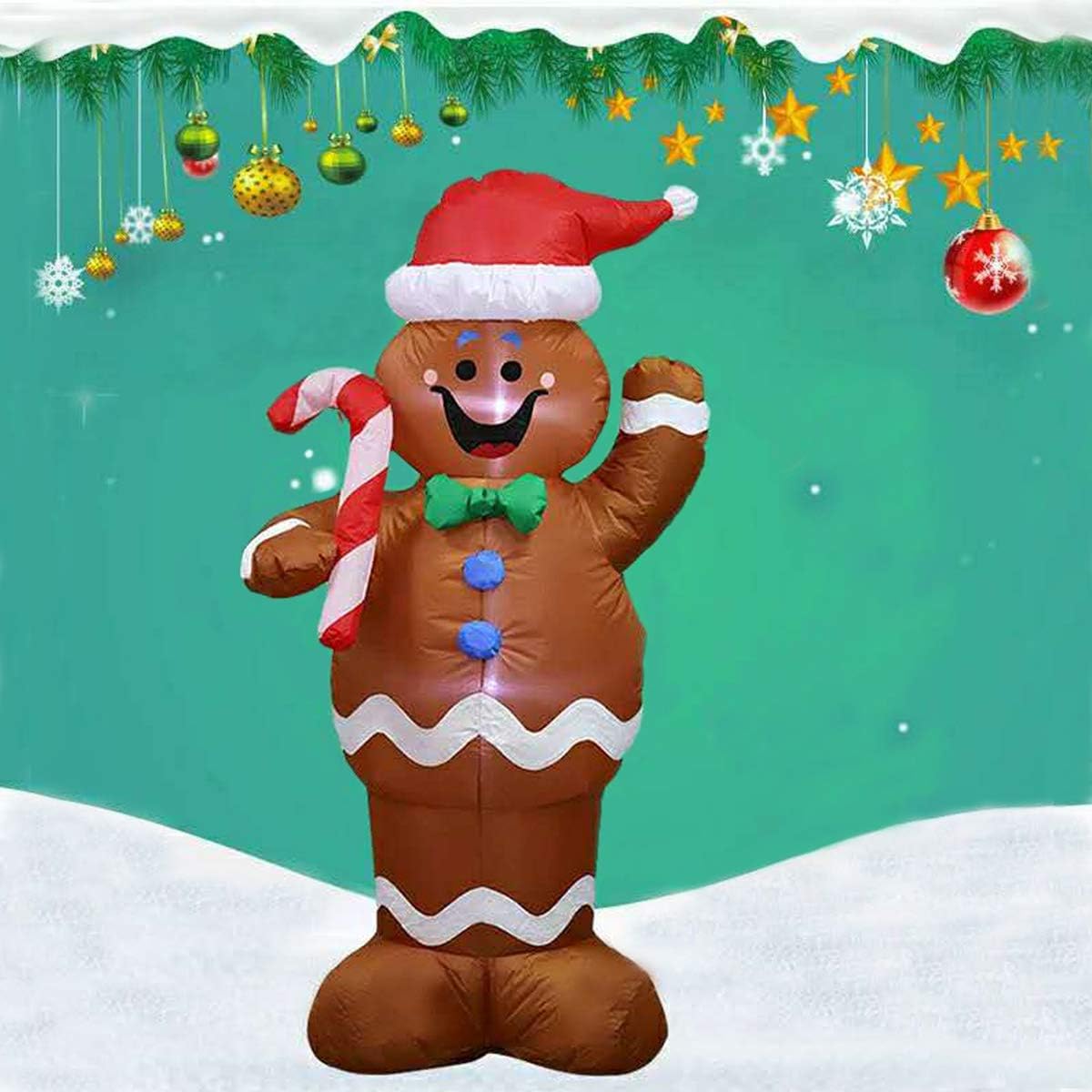 5ft Gingerbread Man Christmas Inflatable Yard Decoration for Christmas Party Decorations Indoor/Outdoor Decor/Lawn Decoration/Xmas Decorations - Image 3