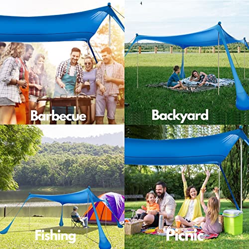 Kegemor Beach Tent Sun Shelter Upf50+ 10X10 Ft Windproof Pop Up Canopy Shade With Sand Shovel Carrying Bag, Portable Lightweight Outdoor Family Sunshade For Camping Trips Backyard Fishing Picnics #TOP5