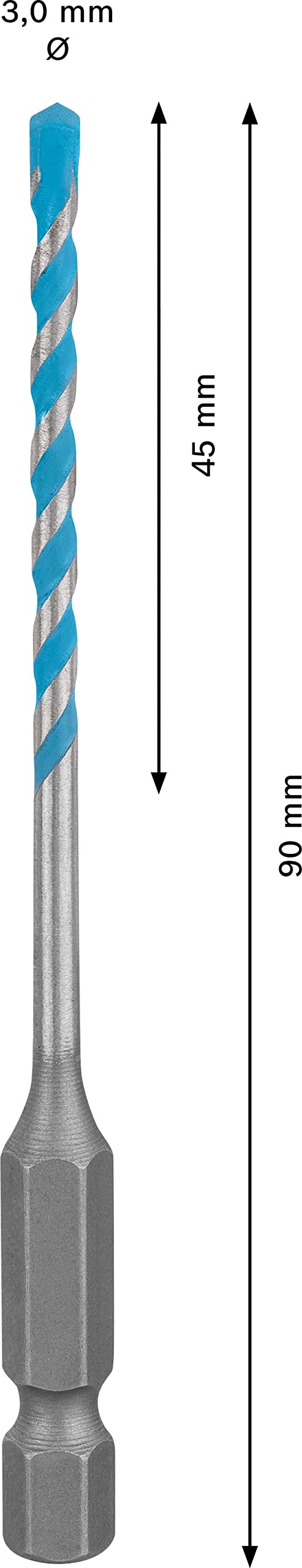 Bosch Professional 1x EXPERT HEX-9 MultiConstruction Delme Uçları (Beton, Yumuşak döşemeler, Çelik, Yumuşak ahşap, Plastik, Ø 3,00x90 mm, Aksesuar Döner Matkap/Vidalamalar)