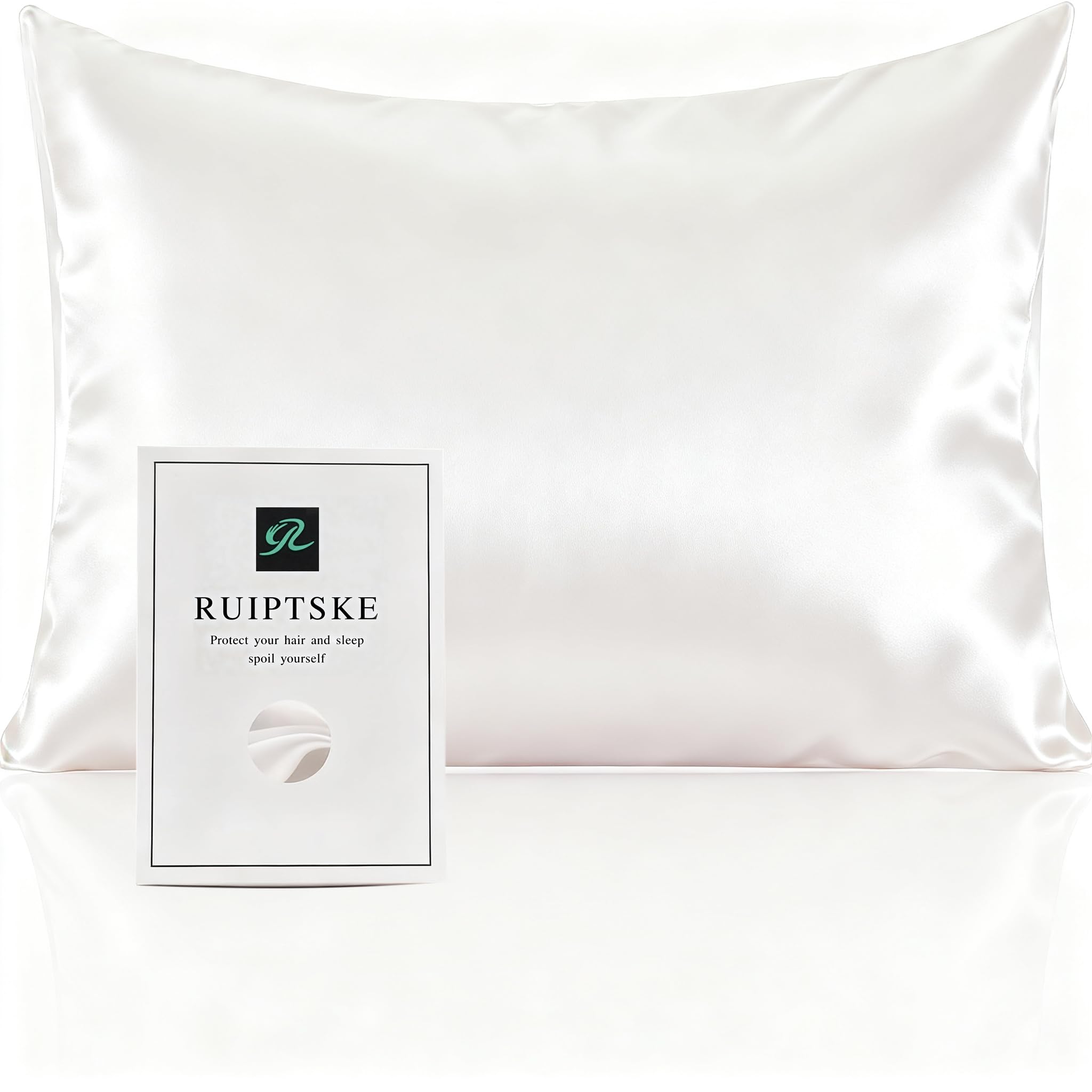 Federa per cuscino in seta 100% seta 22 momme certificata Oeko-TEX, benefici per capelli e pelle, anti età, anti acaro (bianco, 50 x 70 cm)