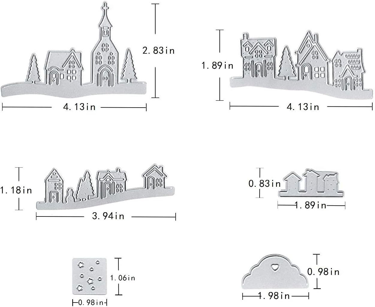 Hying Christmas Village House Cutting Dies Set, Tree Star Cloud City Die Cuts for Card Making Winter Holiday Family Dies Stencil Embossing Tool Scrapbooking DIY Etched Craft Dies
