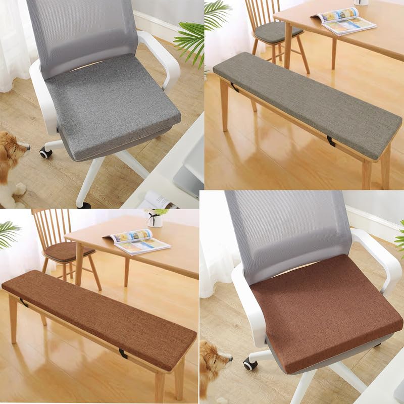 Cuscino Per Panca In Memory Foam 91x35 Cm – Imbottitura Antiscivolo Per Pianoforte, Ingresso, Finestra A Baia, Tavolo Da Picnic, Grigio - 3