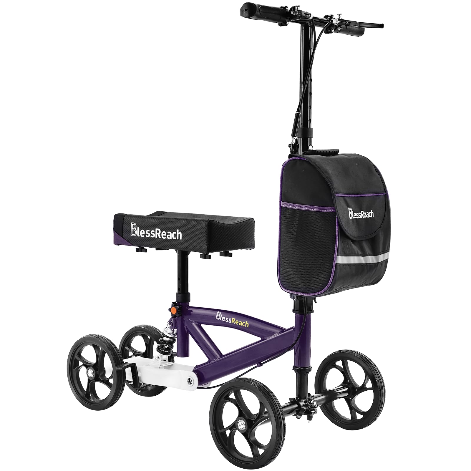 BlessReach Steerable Knee Walker Deluxe Medical Scooter for Foot Injuries Compact Crutches with Dual Rear on-Wheel Brake and