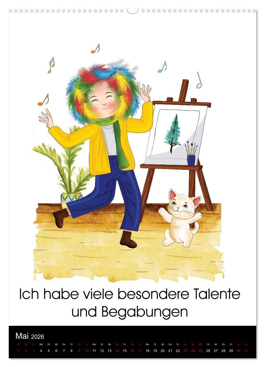 Ich bin einzigartig - Achtsame Affirmationen für besondere Kinder (hochwertiger Premium Wandkalender 2026 DIN A2 hoch), Kunstdruck in Hochglanz: ... und talentiert sie sind. (CALVENDO Menschen)
