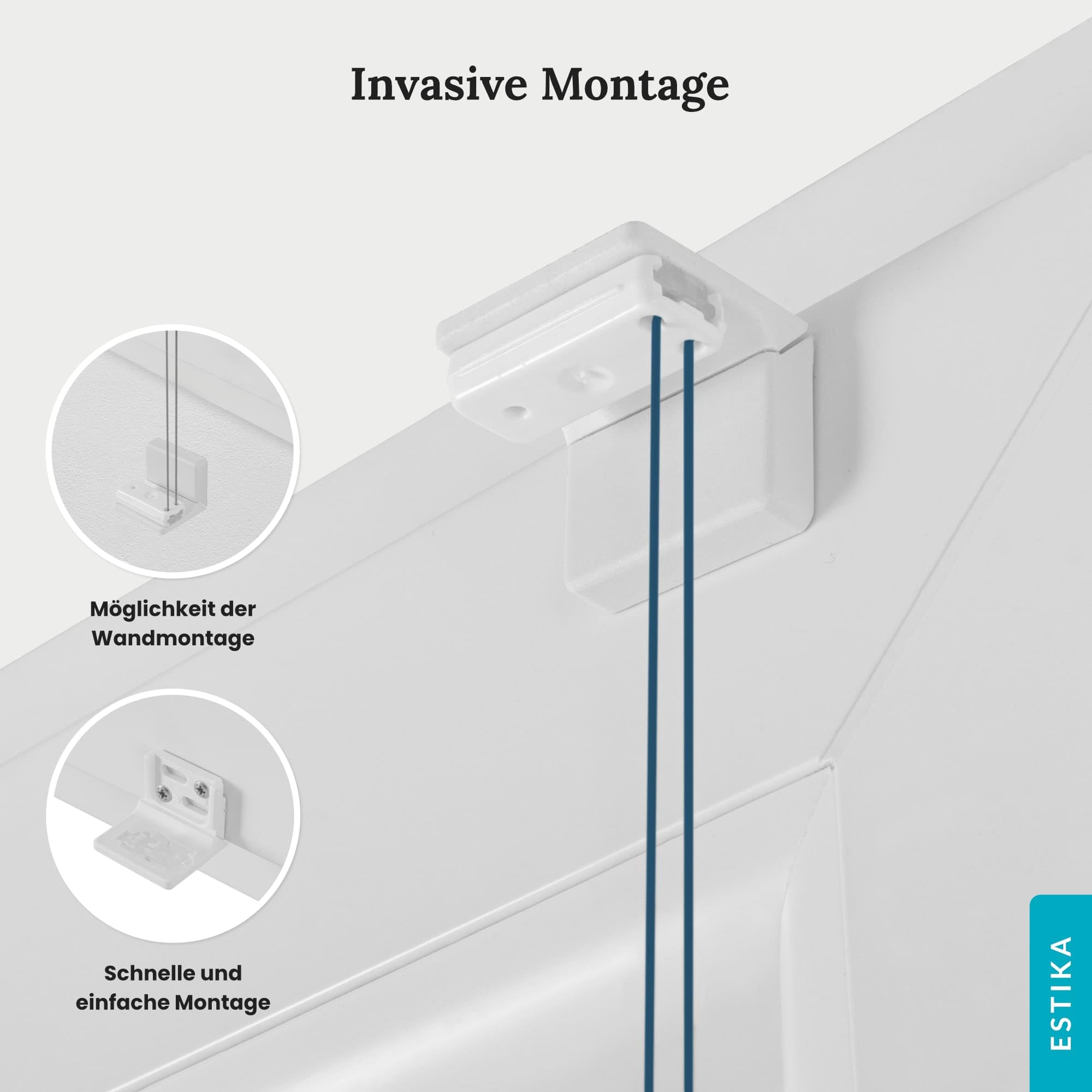Estika Thermoplissee mit Bohren 85 × 150 cm – Dunkles Türkis – Verdunkelungsplissee zum Anschrauben für Fenster, Blickdicht, inkl. Montagezubehör