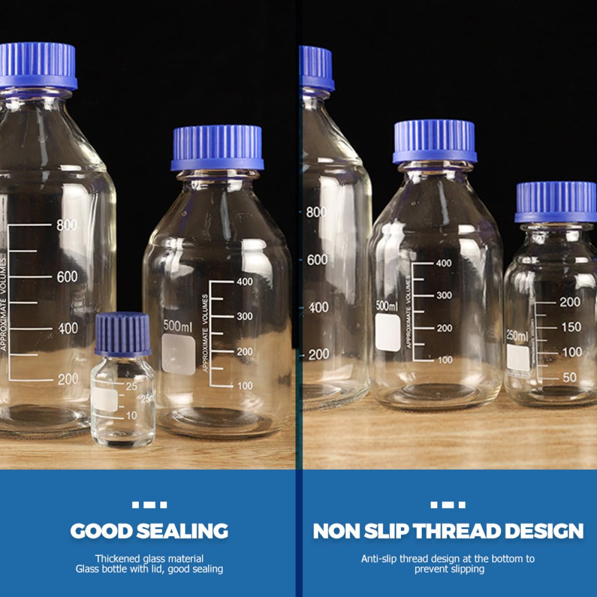NUOBESTY 3stücke Glasprobenflasche Chemikalienflasche Wiederverwendbar Laborflasche Mit Dichtverschluss Für Flüssigkeiten Und Substanzen