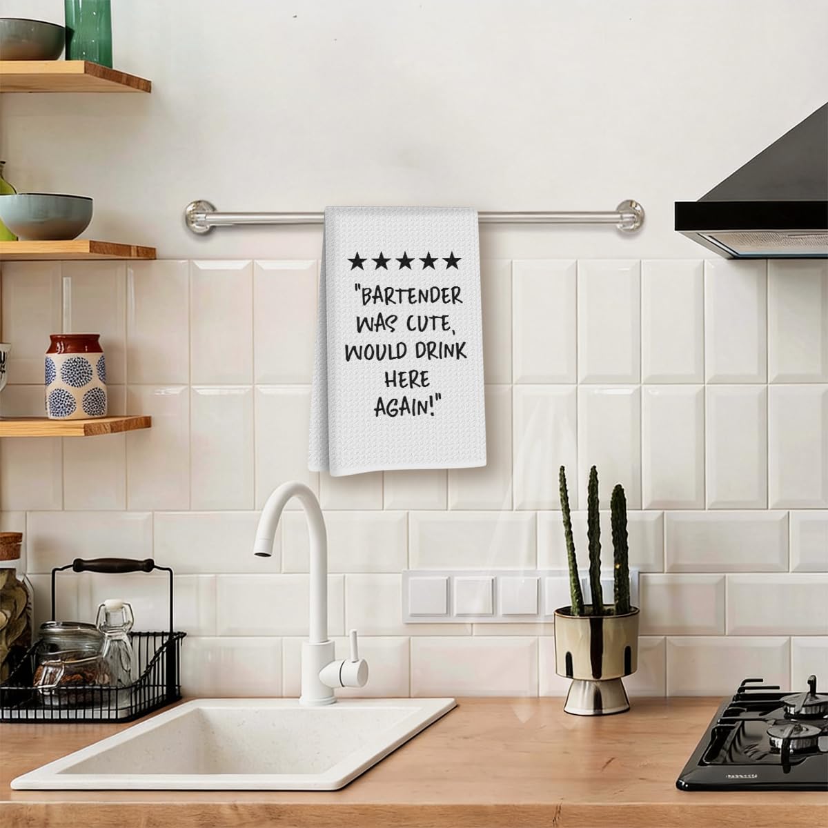 Bartender Gifts Dish Towels - Funny Bar Towels for Bartender, Reusable Dish Towel for Kitchen Bathroom Decor, Waffle Weave Absorbent Hand Cloth Tea Towel, Shaker Bartenders Hand Tea Towel 14×24 Inch