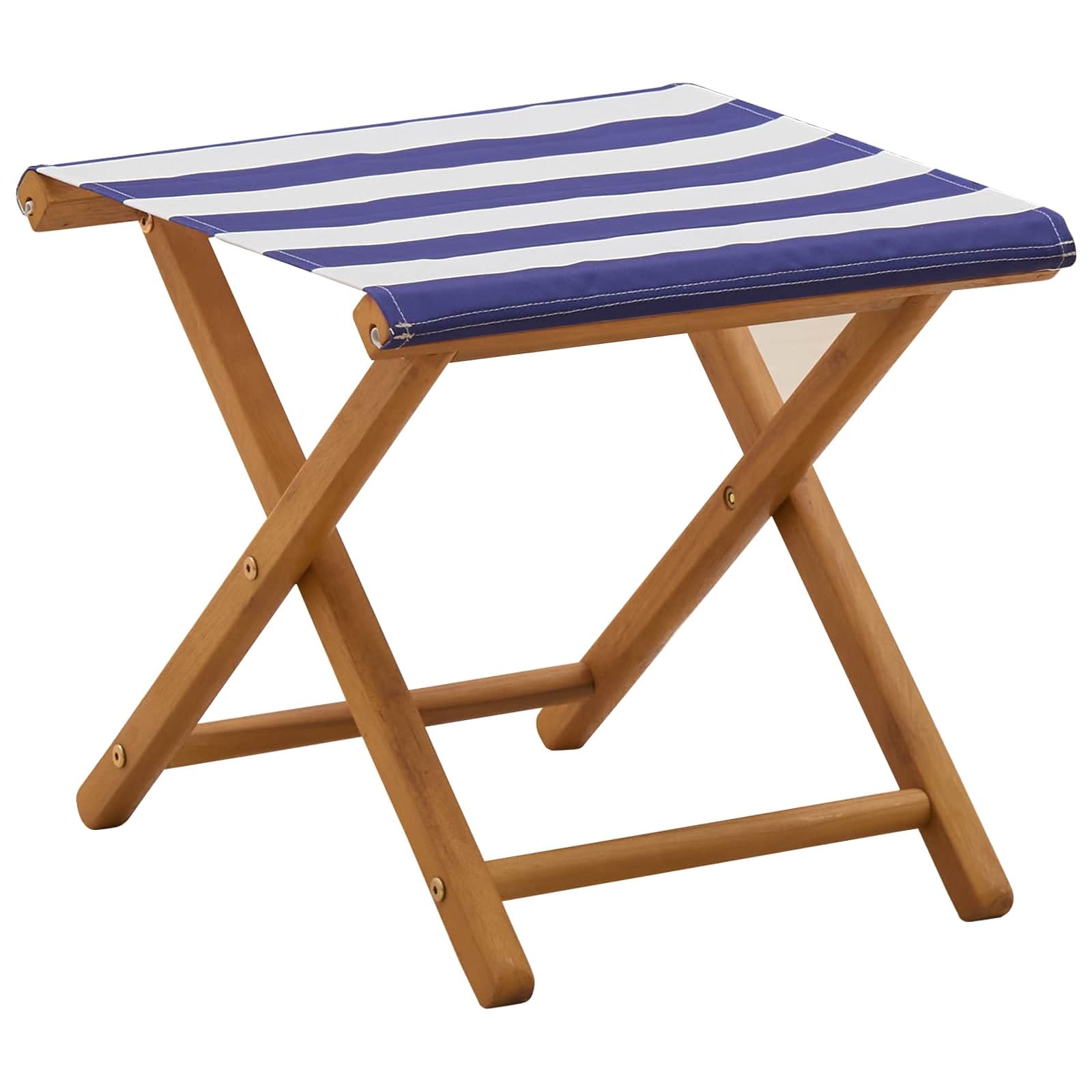 Set 2 Sedie a Sdraio Legno Eucalipto Massello Blu e Bianco | Poltrone pieghevoli per arredare terrazza, balcone o veranda. Supportano fino a 110 kg con seduta in poliestere.