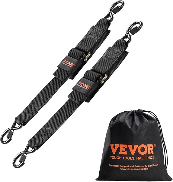 VEVOR Boat Trailer Transom Straps (2PK), 2’’ x 48’’ Adjustable Boat Straps 1,500lb Break Strength with Security Lock S Hooks and Boat Pads, Transom Tiedowns for Trailer, Boat or Kayak Secure