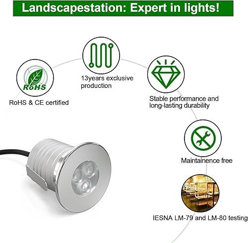 Miniatura 8 de Luces LED para piscina, paquete de 4 unidades, luz subacuática regulable, 3 W, bajo voltaje, luces LED blancas cálidas para piscinas, estanques,