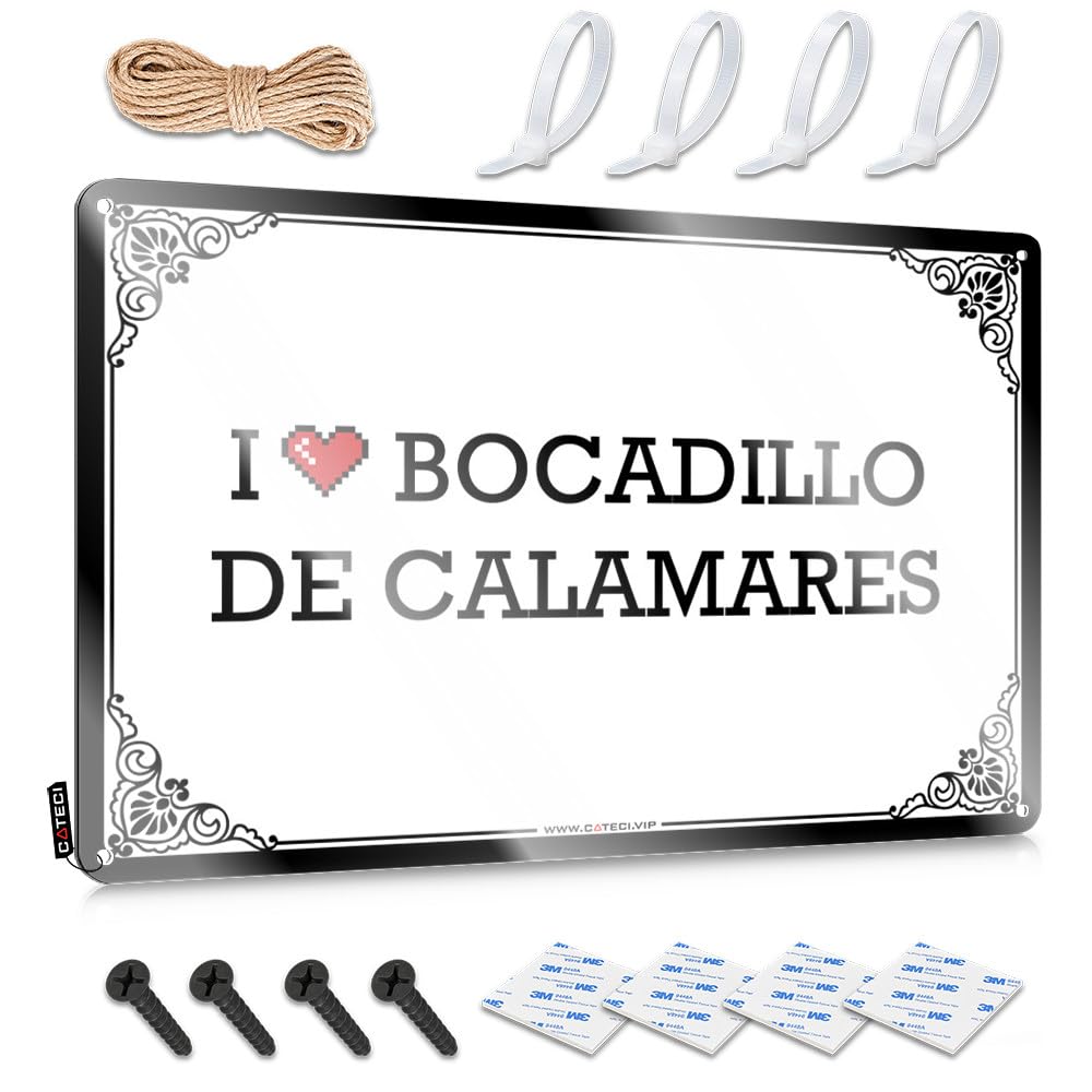 I Love Bocadillo De Calamares Outdoor Deck Decor Dining Hanging | Western Matal Sign Sweet Vintage Metal Wall Decor(20X30CM)