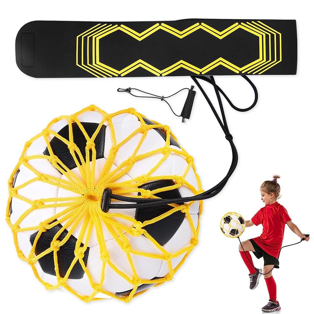 Fútbol Trainer , Cinturón de Entrenamiento de Fútbol Solo Practice Training Habilidades Ajustable Trainer Banda Entrenador para Niños y Adultos Se Adapta a la Bola 3, 4 y 5