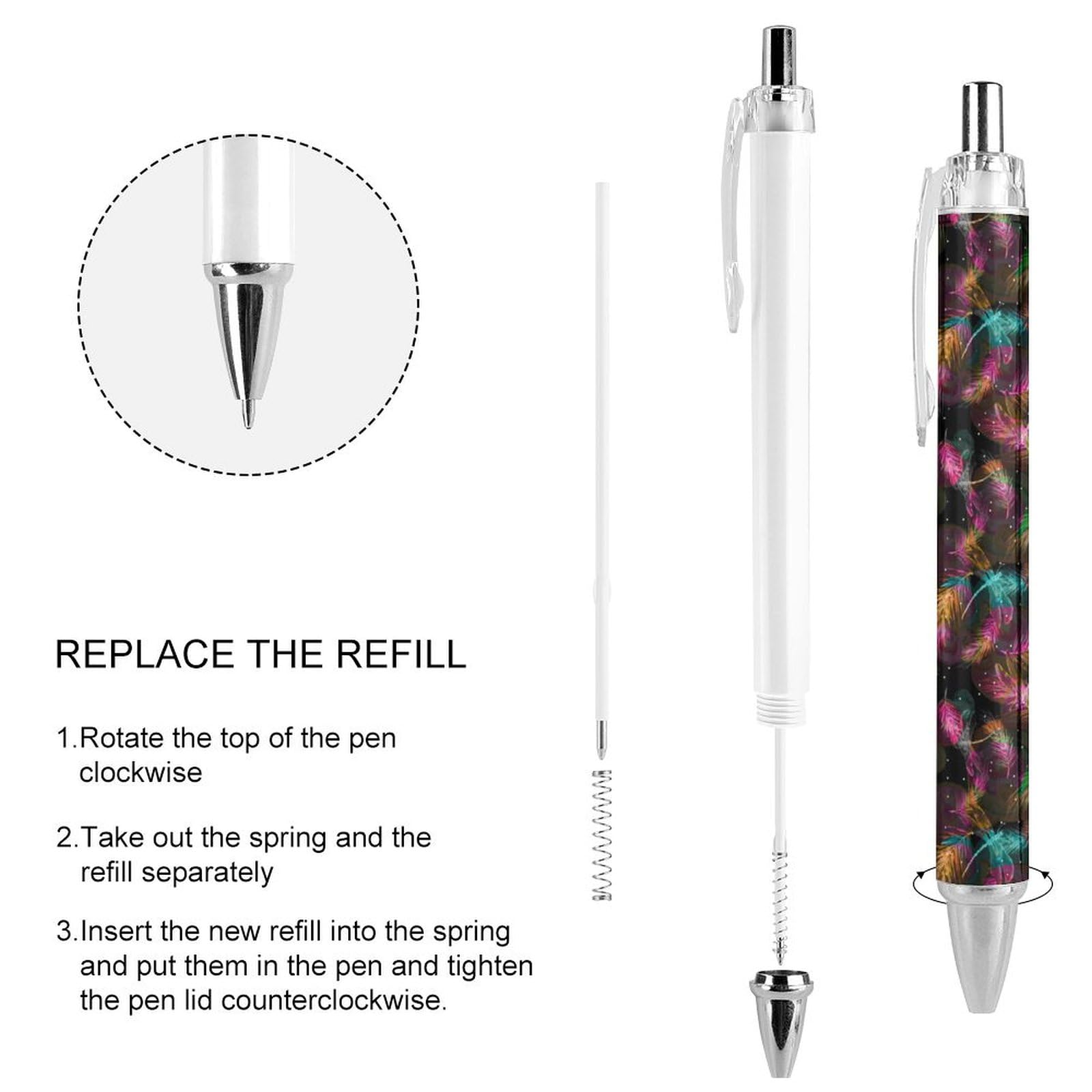 Niapessel 1 Stylo à Bille Noir Rétractable à Encre Gel Lisse à Pointe Fine De 0,5 Pour L'école, Le Bureau, Motif Libellule Vintage Avec Motif Plume