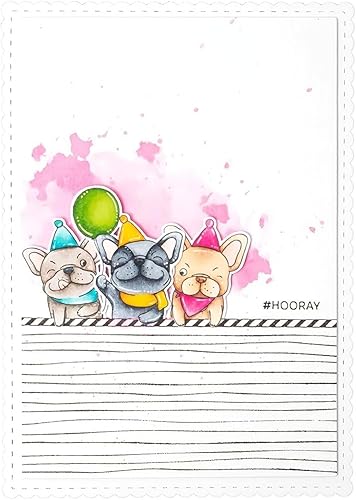 Miniatura 5 de Juego de sellos y troqueles de cumpleaños para perros para hacer tarjetas, sellos transparentes y troqueles de corte de metal para álbumes de