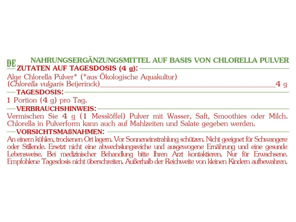 CHLORELLA BIO EN POUDRE * 25 portions/Chlorella poudre 100 g * Antianémique, énergie, hépatoprotecteur, système immunitaire * Garantie Satisfait ou Rembours * Fabriqué en France
