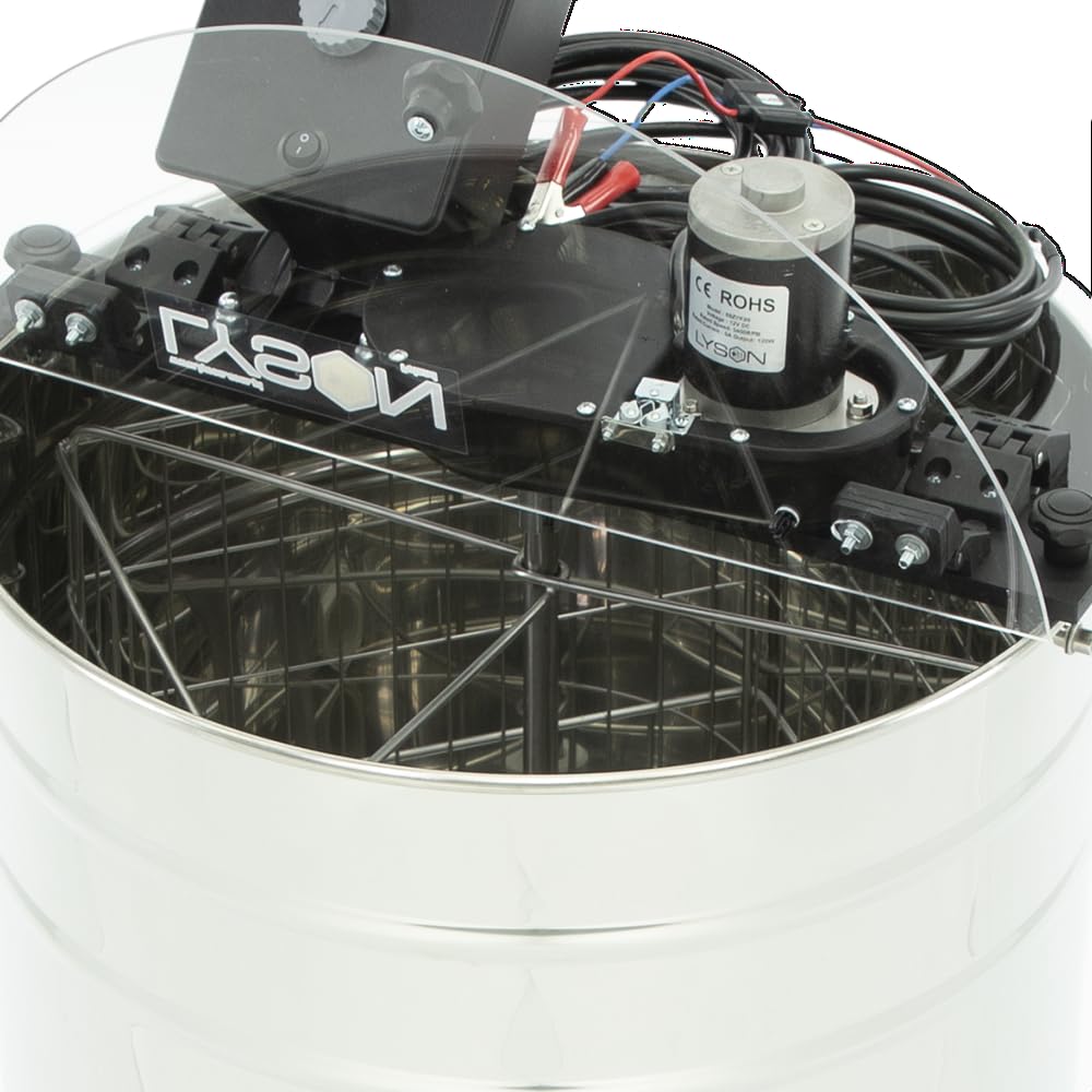 LYSON Extracteur de Miel Ø600 électrique Universel Essoreuse à miel 4 rayons à commande électrique en Acier Inoxydable Résistant aux Acides Extracteur Tangentiel pour 4 cadres