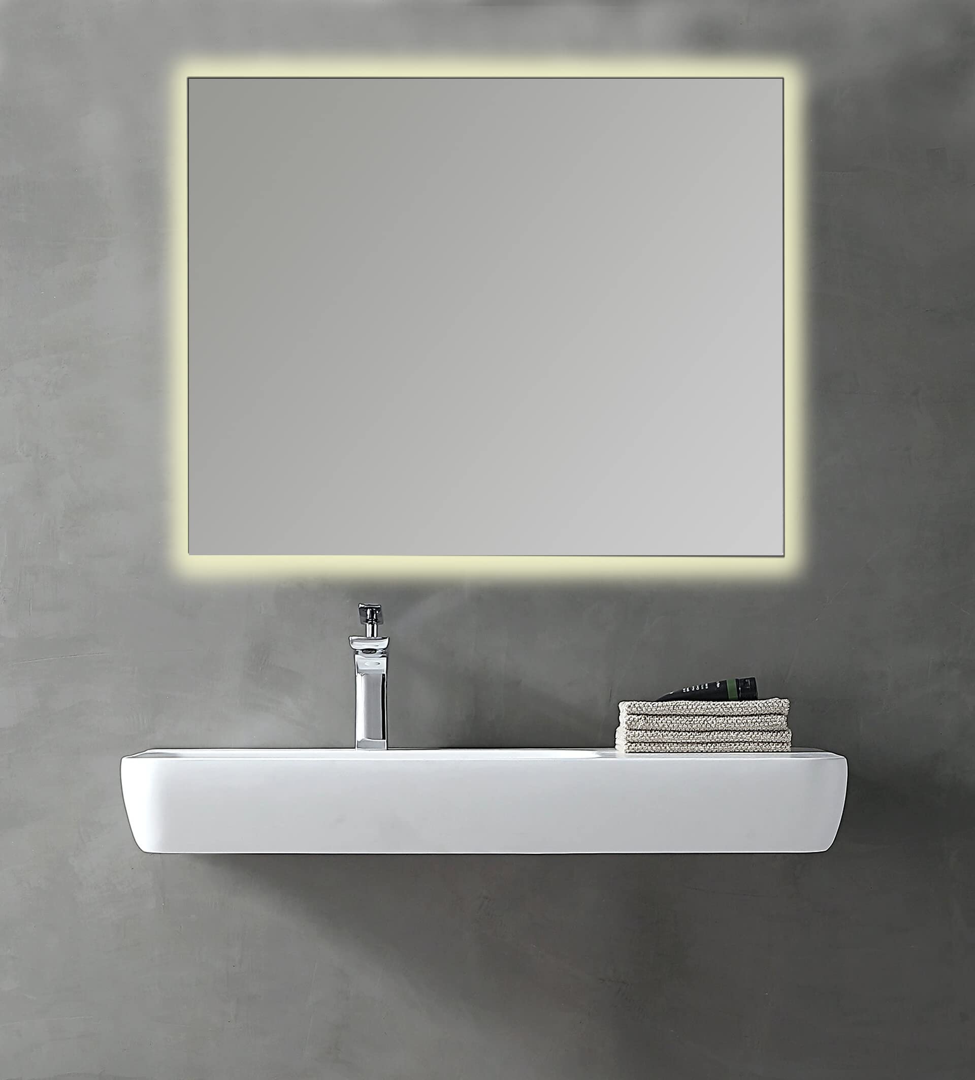 Espejo Baño con Luz Cálida 80x100 cm Estel | Espejo Baño Led Retroiluminado con Antivaho | Vidrio Resistente 4 mm, Plata Ecológica sin Cobre | Montaje Horizontal o Vertical | Diseño Moderno
