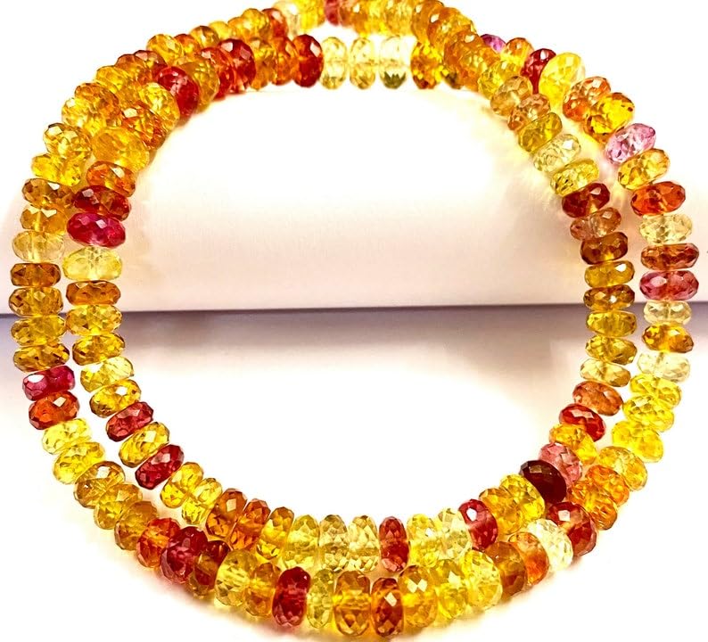 Saphir Padparadscha naturel en perles de 6-7mm pour la création de bijoux artisanaux