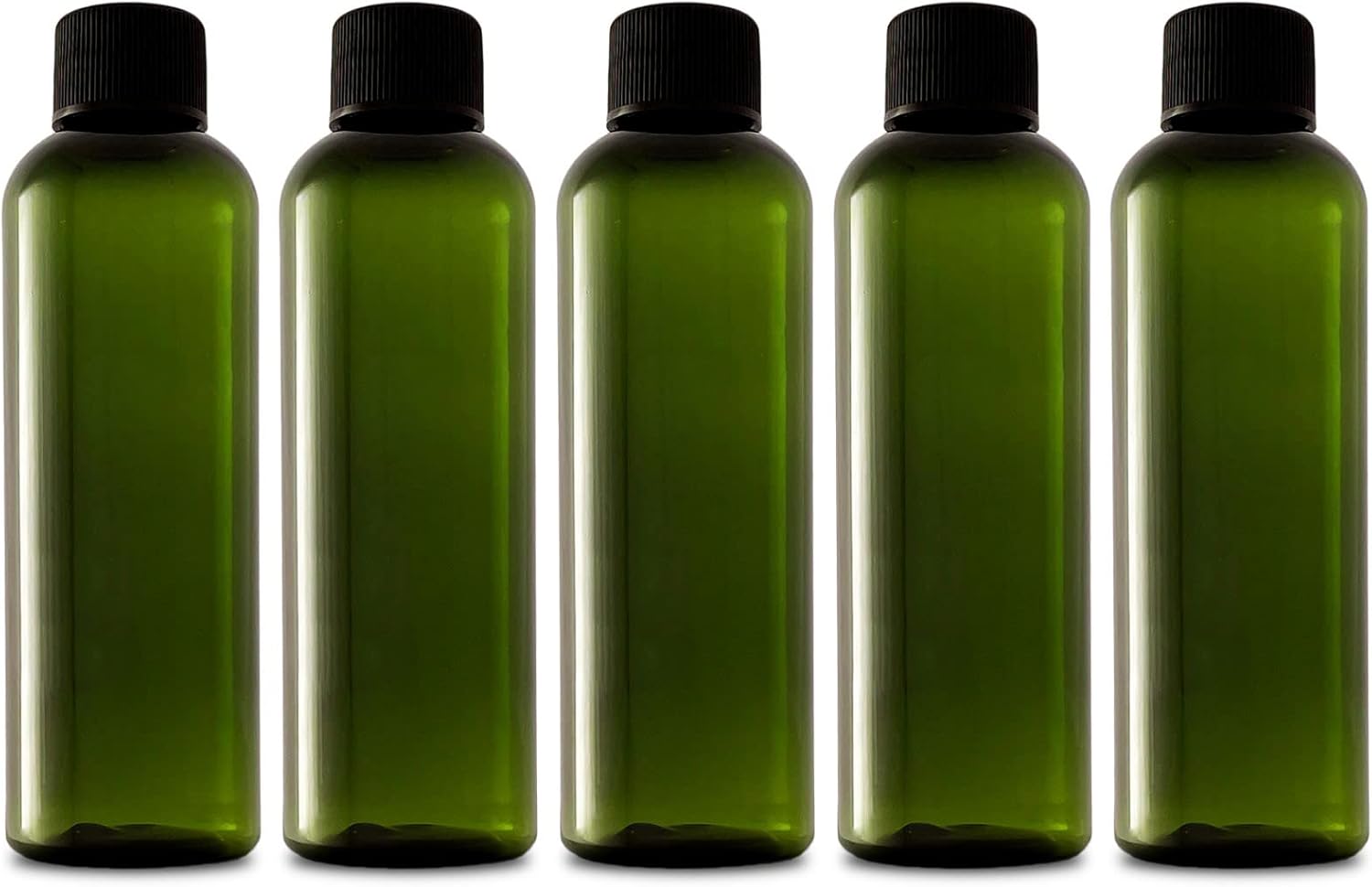 5 x Recycled Plastic 100ml Bottles With Screw Caps; Empty Refillable