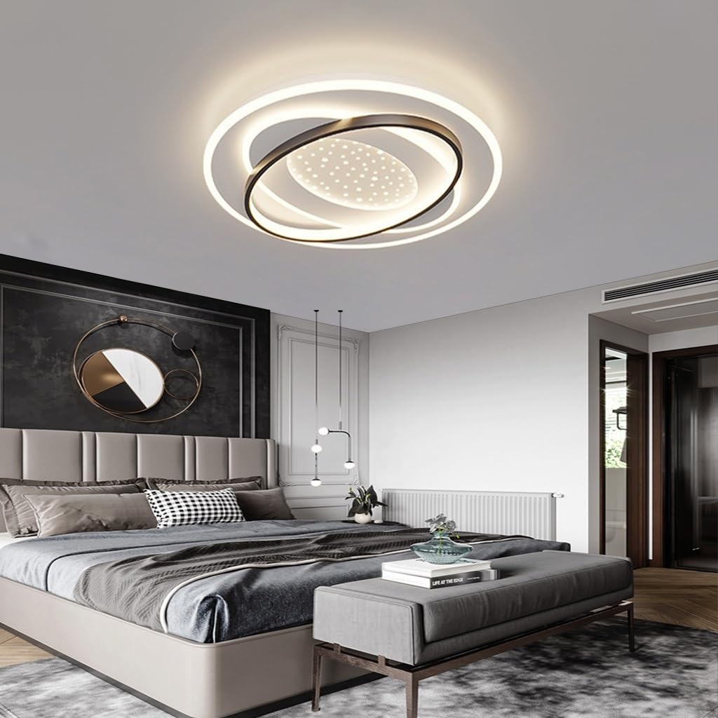 LYSDjia LED ceiling light modern creative oval recessed Ceiling Lamp dimmable 44W with remote control indoor white design lighting suitable for living room kitchen bedroom restaurant hall lighting fix