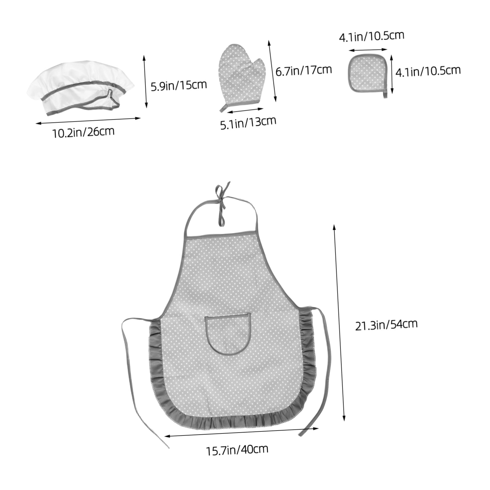 FOMIYES Toddler Cooking Apron Set Kids Kitchen Chef Outfit Hat Mitts Pot Holder Pretend Play Baking Toys Set