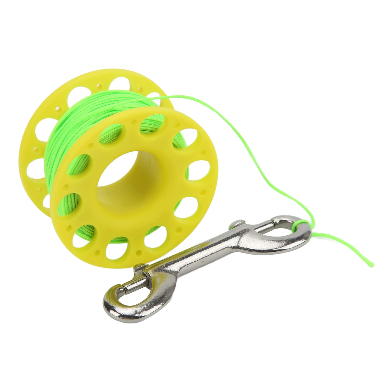 Scuba Diving Reel, Finger Reel Scuba Diving, Lightweight Scuba Spool Finger Reel with Double EndedBolt Snap Clip Fits for Snorkeling Scuba Diving, Wreck and Reef Diving (Yellow)