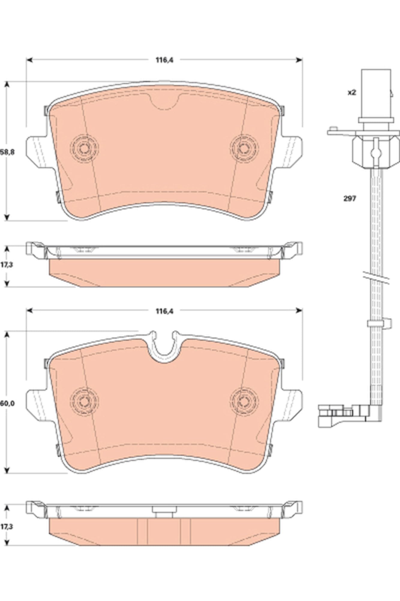 TRW GDB1866 Pastillas de Freno Juego de 4 para Audi A6 / S6 C7 (4G2, 4GC) 2010-2018 Eje Trasero y Otros Vehículos