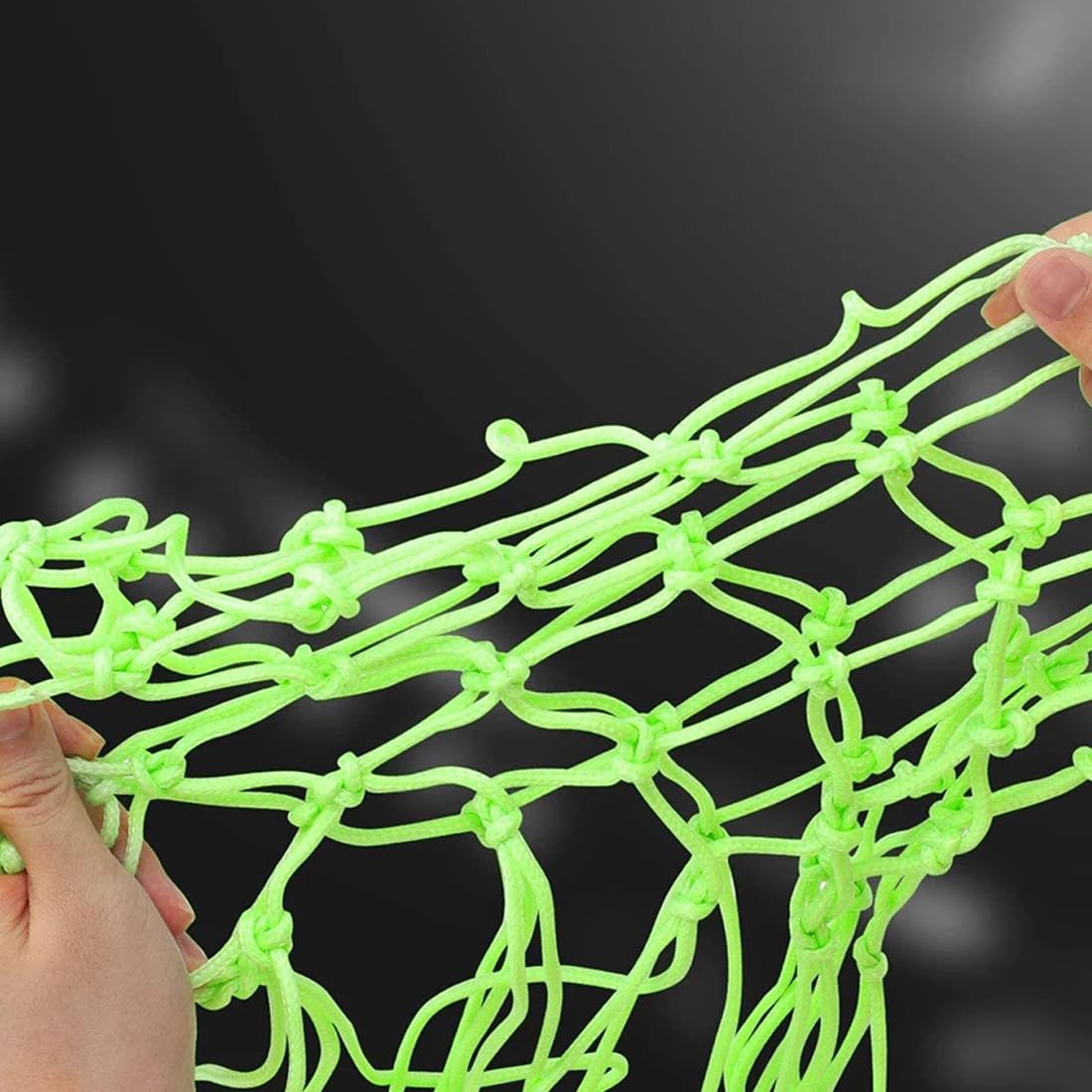 Rete da Basket per esterni, 2 pezzi, rete da Basket in nylon, verde fluorescente, per sport indoor e outdoor, attività notturne