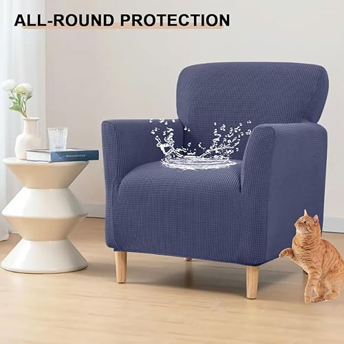 Miniatura 9 de Funda impermeable para silla decorativa con brazos, elástica de jacquard individual, funda de sofá suave tapizada para sala de lectura, protector
