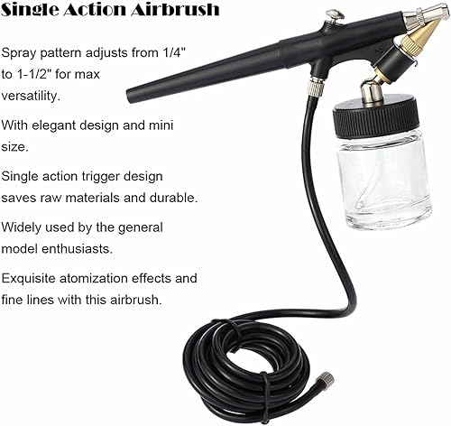 Miniatura 2 de Sand Blaster - Mini kit de compresor de aerógrafo, alimentación de sifón, pistola de pintura con cepillo de aire de acción única, pistola de arena