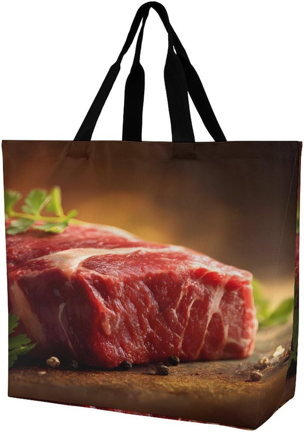 Beef Steak Texture Shopping Bags Large Capacity Tote Bag