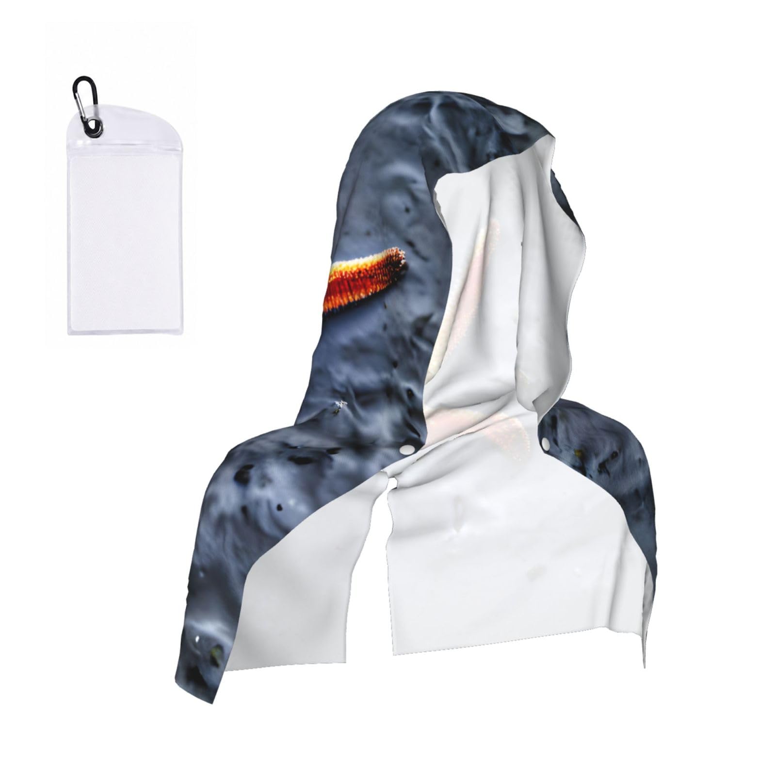 DUWAA Beach Starfish Print Reusable Hoodie Cooling Neck Wrap, Hot Weather Outdoor Sports Workout Head Towel For Stay Chill