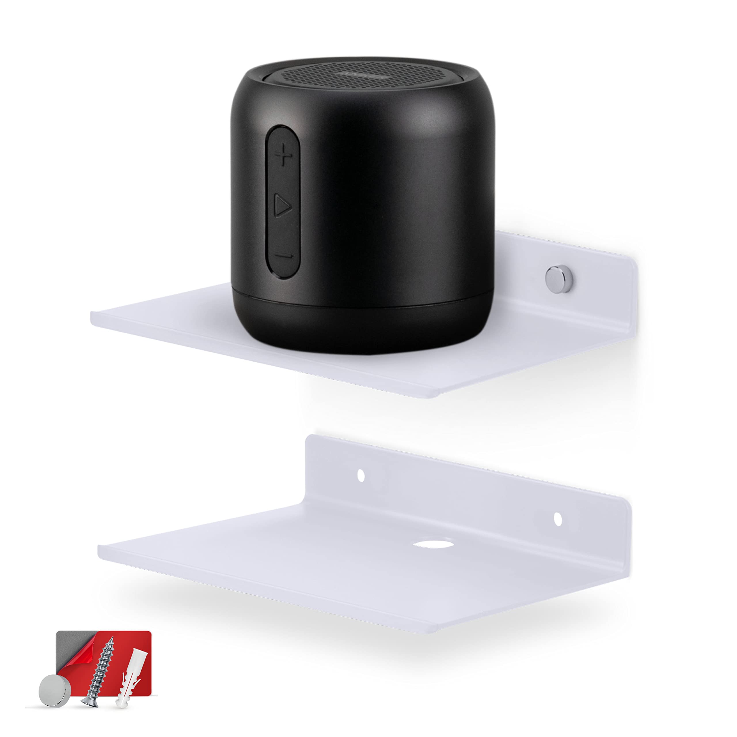 2-Pack 6" Floating Metal Wall Shelf for Books, Organizer, Speakers, Plants, Cameras, Books, Decor Display, Storage, Routers & More Wide Universal