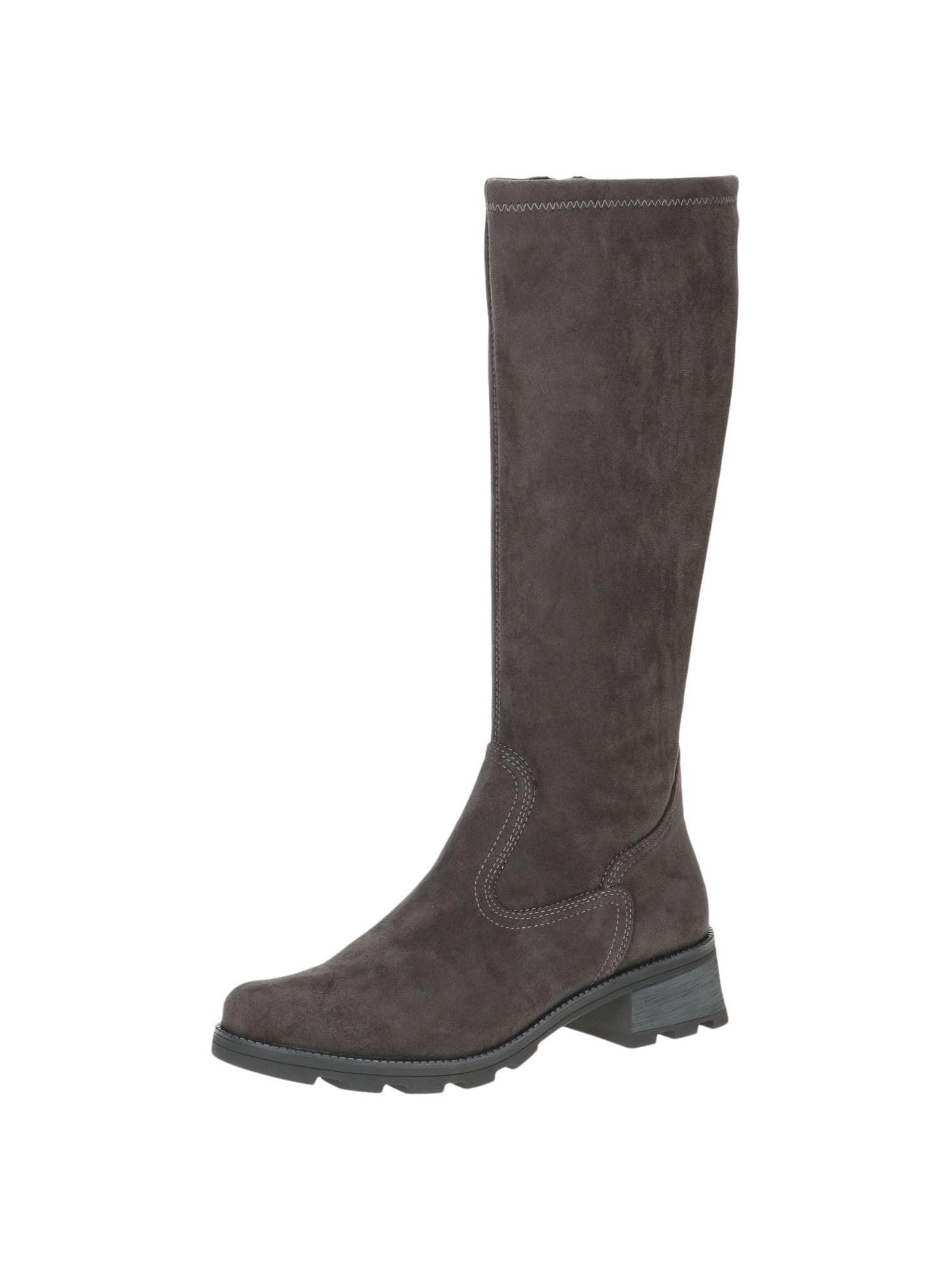 CAPRICE Women Boots with Heel Knee high Vegan, Gray (Dk Grey Str.), 7 UK