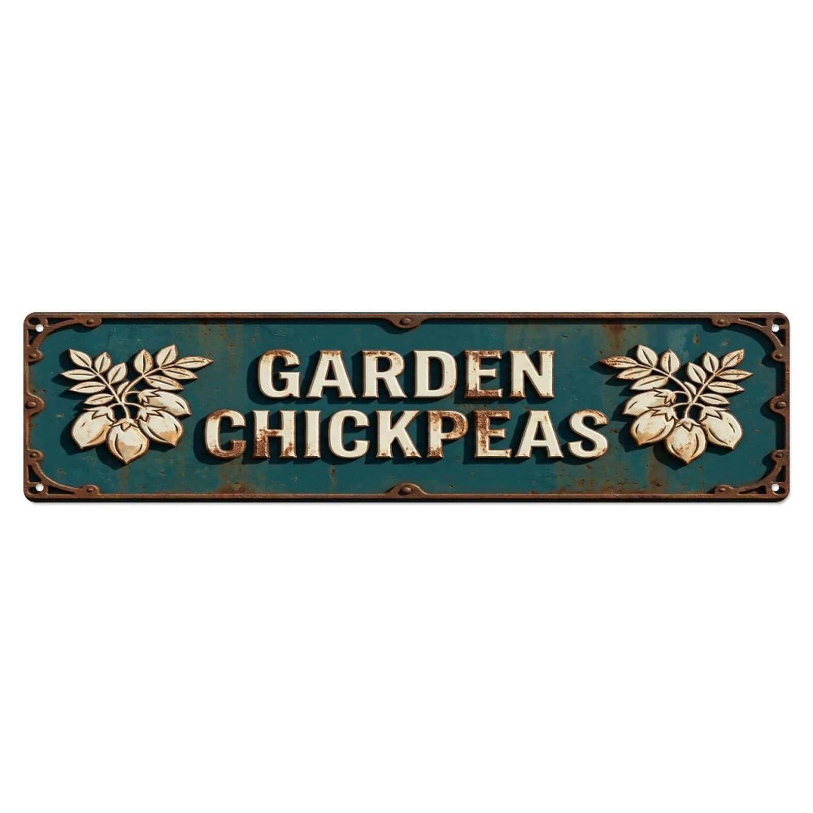 GARDEN CHICKPEAS Vintage Legume Rustic Farmhouse Metal Tin Sign