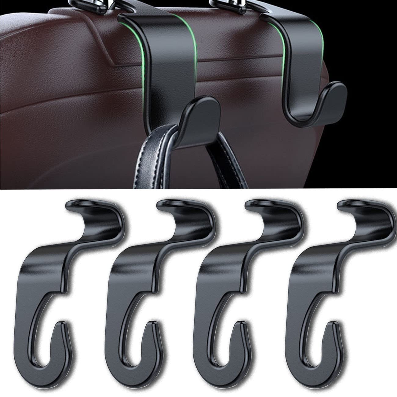 Soleebee 2 ganci per sedile posteriore dell'auto, per poggiatesta dell'auto, multifunzionali, con design decorativo per auto, universali, durevoli, per SUV, camion, veicoli (champagne