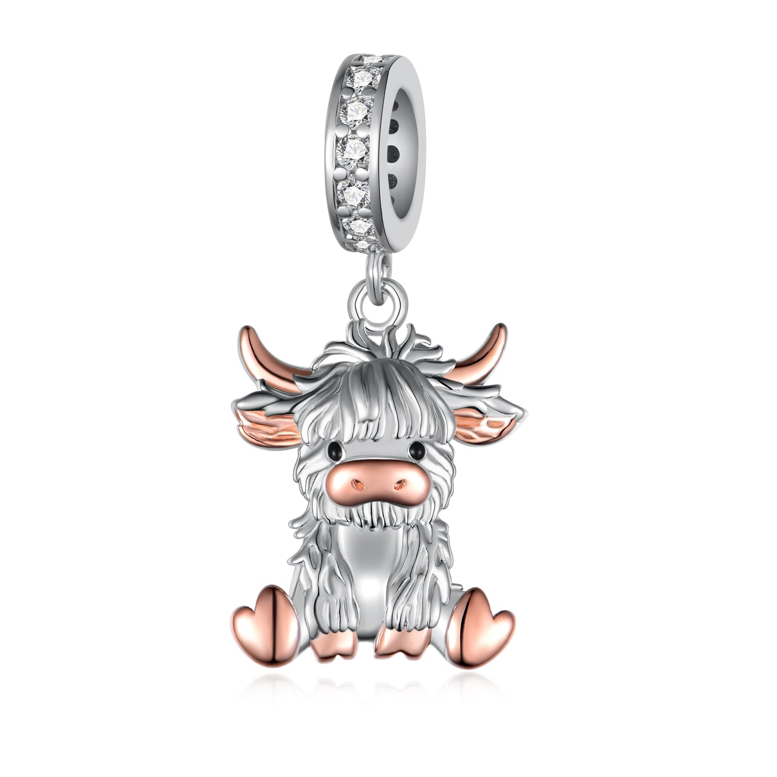 Daixiya Animal Charms for Bracelet 925 Sterling Silver Highland Cow/Cow/Manta Ray/Dachshund/Turtle/Capybara/Mallard Duck Charms Animal Jewelry Gifts