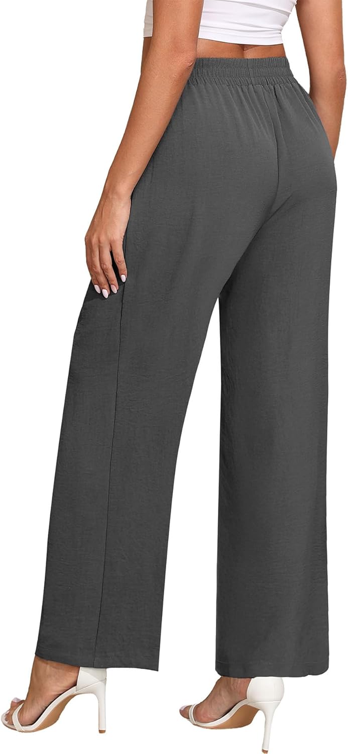 Askyes Women's Wide Leg Lounge Pants with Pockets Lightweight High Waisted Loose Trousers Work Casual Palazzo Pants - Image 5