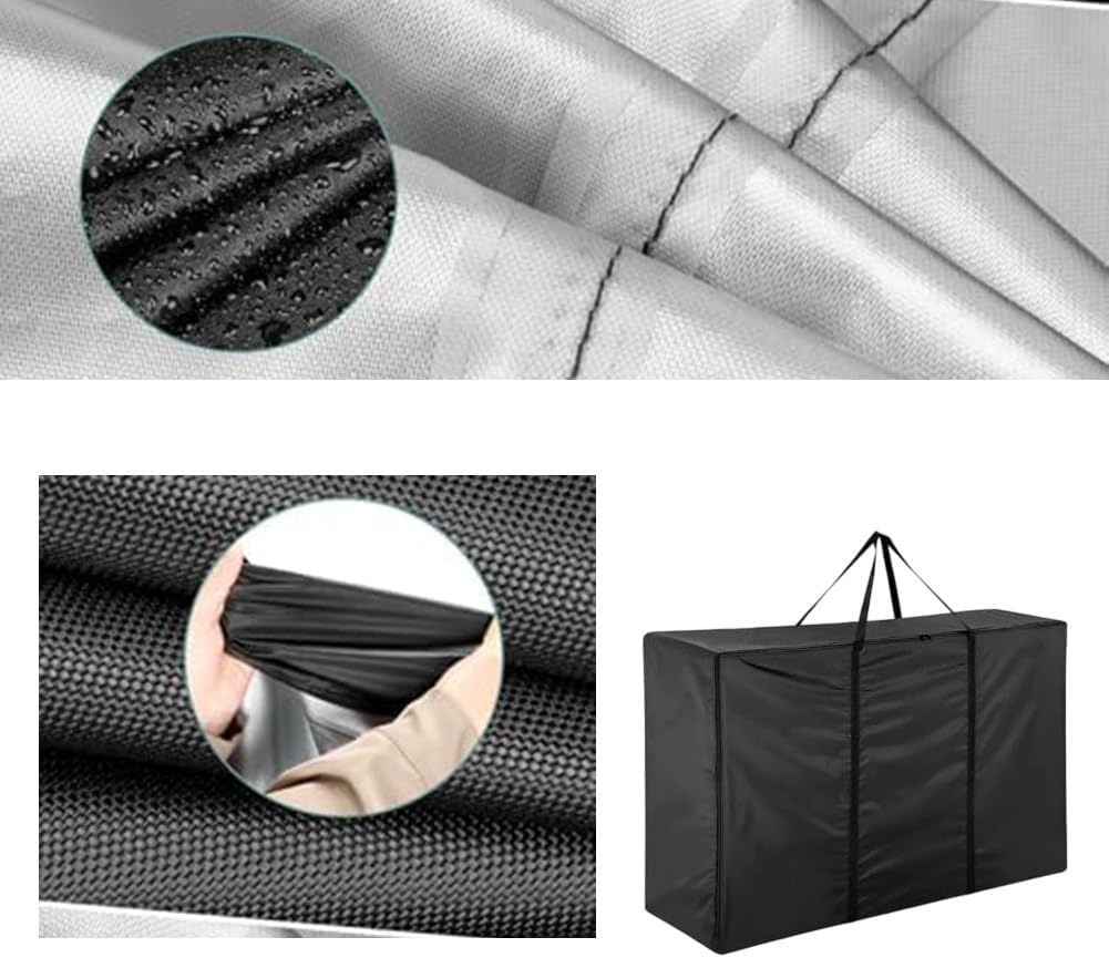 Large Waterproof Garden Storage Bag 420D Oxford, 180x60x80cm Outdoor Patio Furniture with Zipper, Black(2pcs)