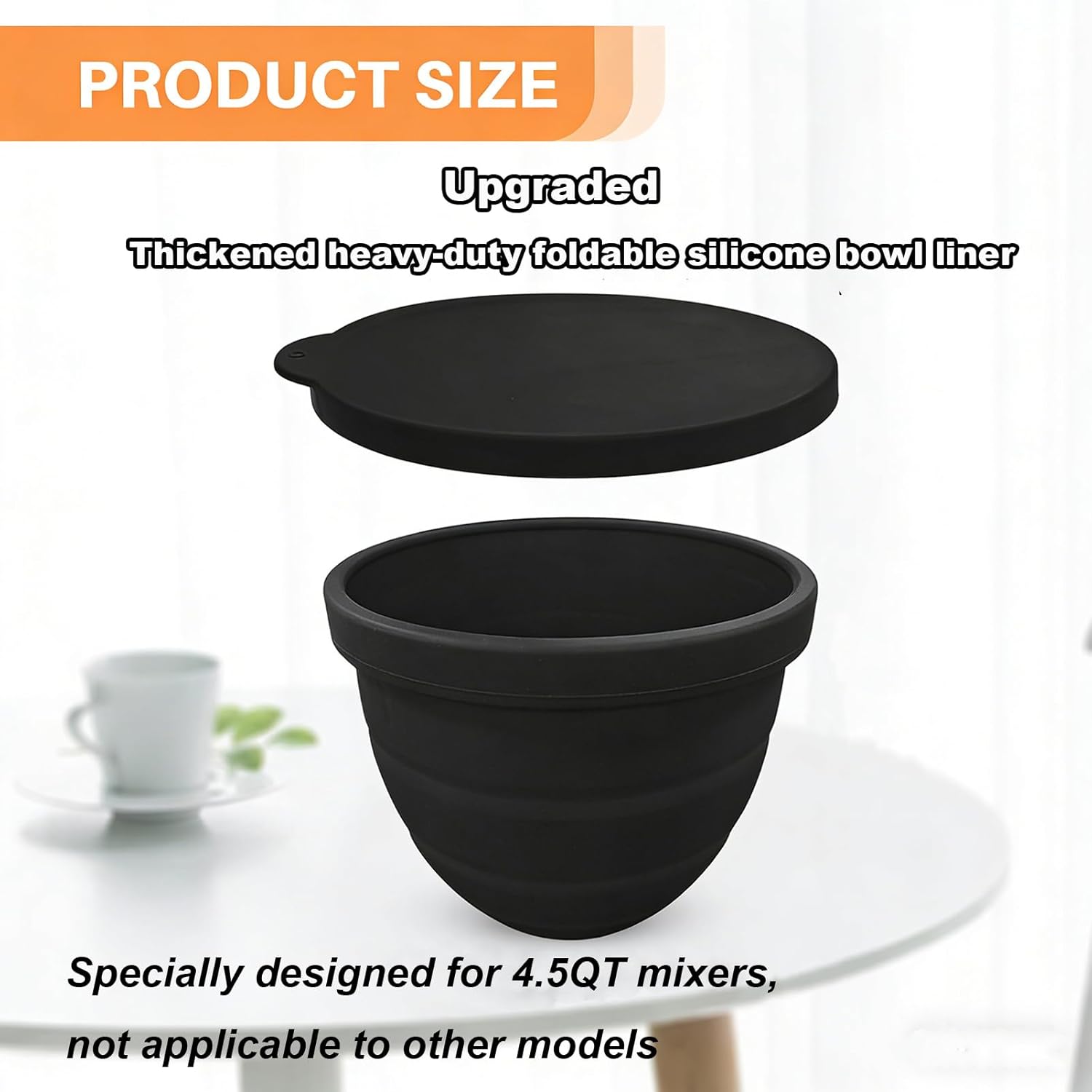 Silicone Bowl Liner for KitchenAid 4.5 Qt Kitchen Stand Mixer, 3 Liners Upgraded Heavy-Duty Bowl Insert with Lids, Kitchen Mixer Attachments Replacement Mixer Accessories