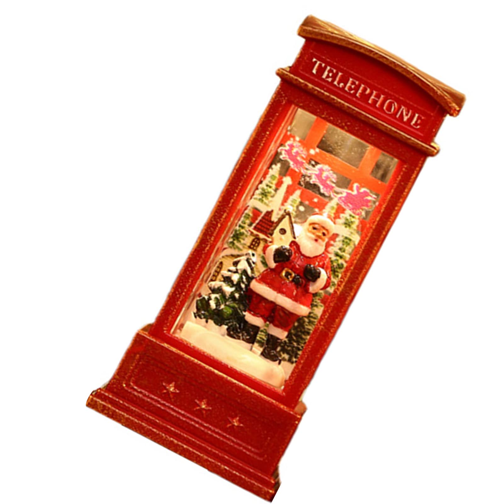 Naroote Snow Globe Lantern Budka Telefoniczna Zaprojektowana Ozdoba świąteczna do Dekoracji Baru KTV, śliczna żywica/komputer/ (Mikołaj)