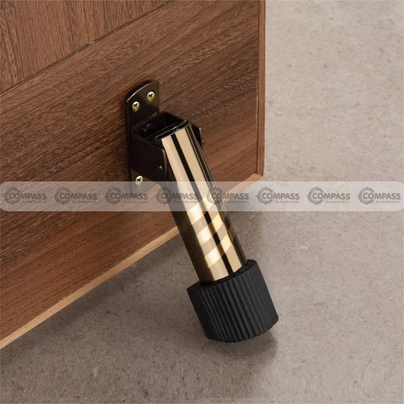 Image of COMPASS Flower Stainless Steel Heavy Single Door Fitting Accessories Full Set /Kit (1 Aldrop, 1 Latch, 2 Handles, 1 Tower Bolt and 1 Door Stopper | 10 inch | Vintage Finish