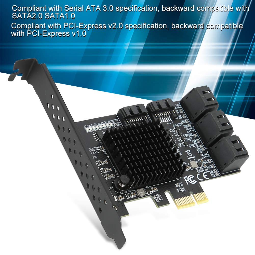 PCIe SATA Tarjeta de 8 Puertos Tarjeta de Expansión PCI-E 1X 2X 4X 8X 16X Expansion Card PCI-E a SATA3.0 Tarjeta Controladora SATA PCIe de 6 Gbps, para Desktop, para WINXP, Ubuntu