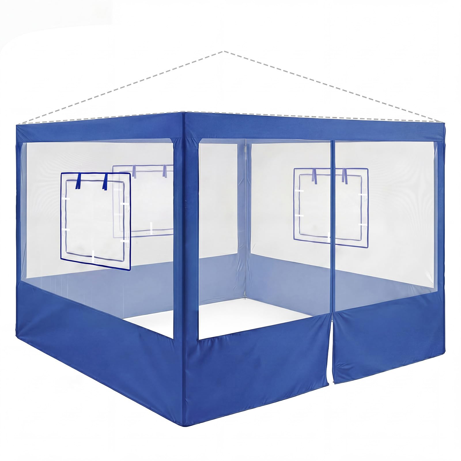 Photo 1 of Chunm 4 Pcs Food Booth Sidewall Kit for 10' x 10' Outdoor Serving Food Tents, Thickened Insect Proof Mesh Sidewall Kit with Roll-up Service Windows for Vendor Tent, 4th of July Festival(Blue)