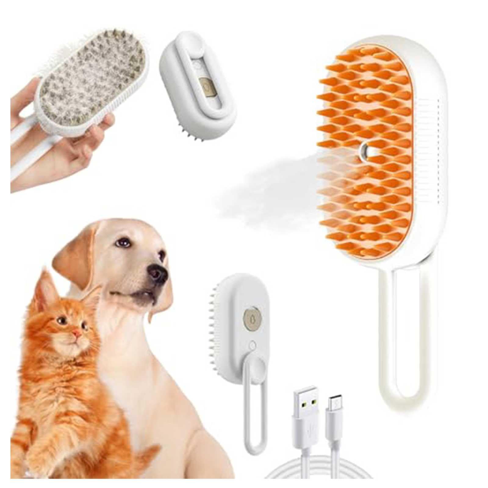 Peine 3 en 1 para gatos y perros, cepillo de vapor y agua con masaje eléctrico de aseo