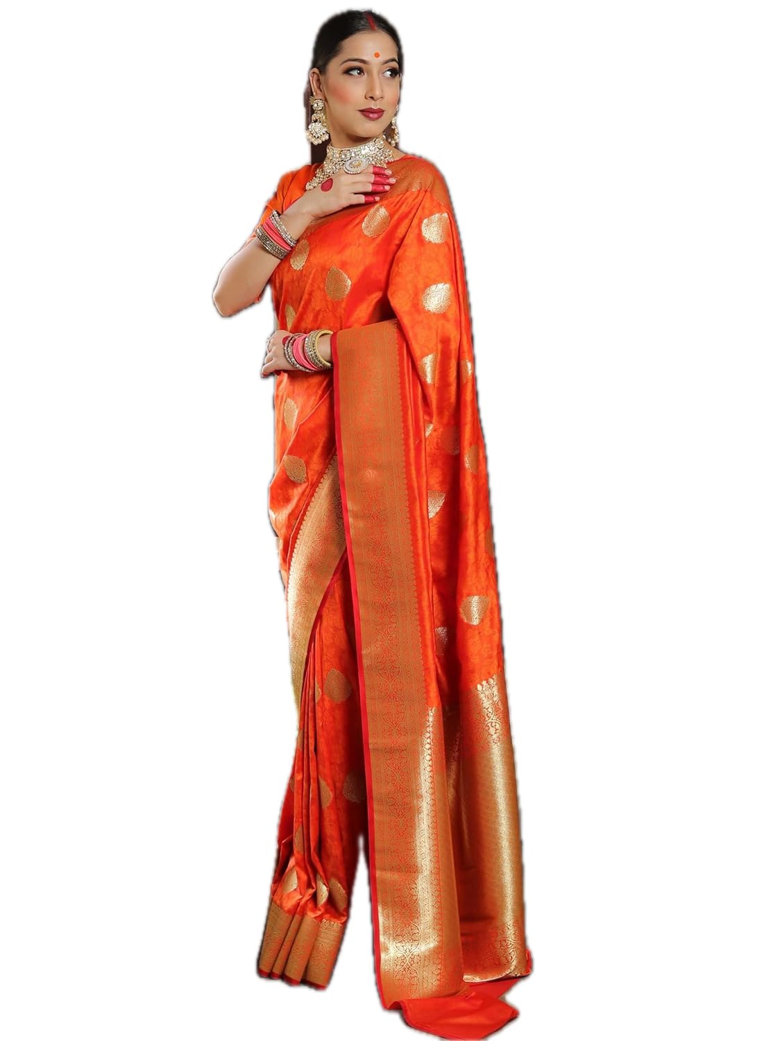 yashika Women’s Banarasi Art Silk Saree with Traditional Woven Motifs | Elegant Ethnic Indian Sari-picture-10
