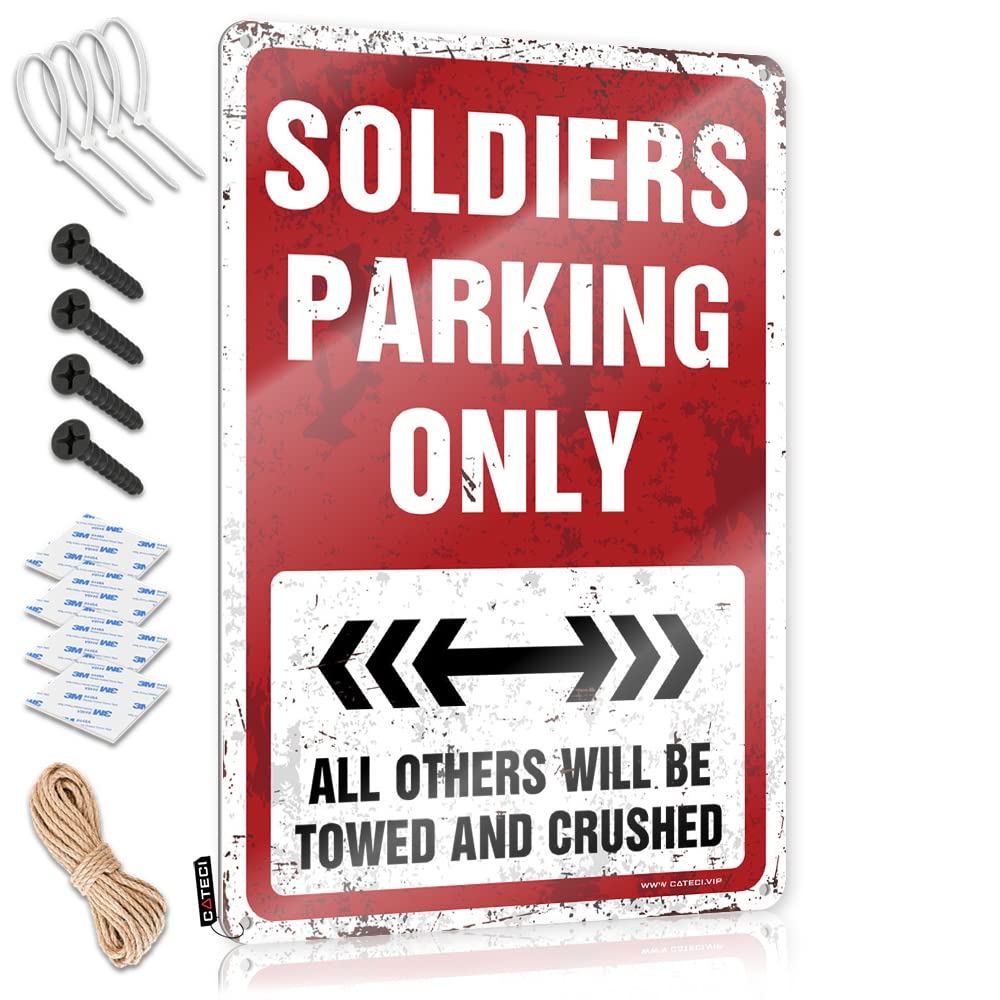 Krazmurongd One Color Metal Signs For Garage Man Cave Soldiers Parking Only Tin Sign Bar Man Cave Decor Tin Metal Bar Signs