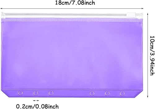 Miniatura 3 de Zonon Carpetas A6 con cremallera, 12 unidades, bolsillos con 6 agujeros, carpeta de presupuesto con sobres para efectivo, bolsa de hojas sueltas